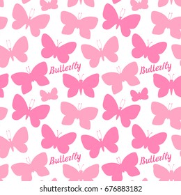 Vector Butterfly Abstract  silhouette elegance seamless pattern with white background