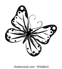 vector, butterfly, animal, insect, isolated, black, graphic, illustration, symbol, fly