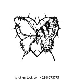 vector butterfly with barbed wire