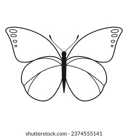 Vektor-Butterfly-Schwarze Silhouette einzeln auf weißem Hintergrund. Dekorative Insektenillustration.
