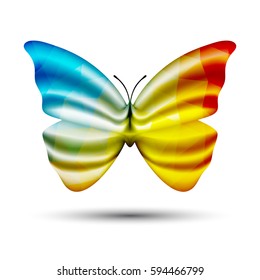 vector butterfly with blending colors isolated on white background