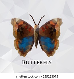 Vector butterfly brown geometric. Abstract insect. Polygonal design eps10.