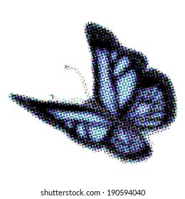 Vector butterfly, color mosaic, insect symbol, icon