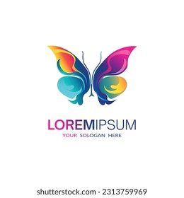 logotipo de gradiente colorido de la mariposa vectorial