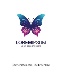 vector butterfly colorful gradient logo	
