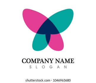 Vector - Butterfly conceptual simple, colorful icon. Logo. Vector illustration
