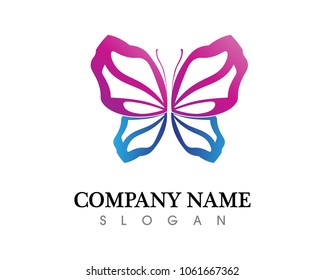 Vector - Butterfly conceptual simple, colorful icon. Logo. Vector illustration
