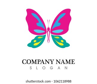 Vector - Butterfly conceptual simple, colorful icon. Logo. Vector illustration
