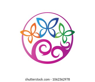 Vector - Butterfly conceptual simple, colorful icon. Logo. Vector illustration
