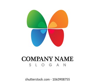 Vector - Butterfly conceptual simple, colorful icon. Logo. Vector illustration