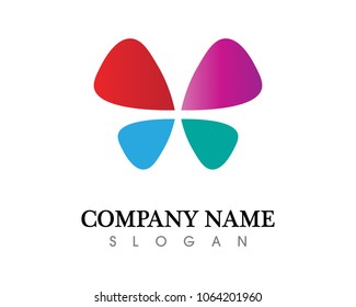 Vector - Butterfly conceptual simple, colorful icon. Logo. Vector illustration
