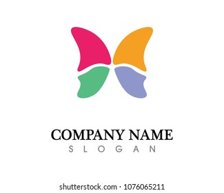 Vector - Butterfly conceptual simple, colorful icon. Logo. Vector illustration
