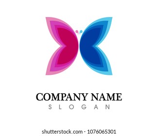 Vector - Butterfly conceptual simple, colorful icon. Logo. Vector illustration