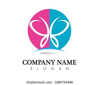 Vector - Butterfly conceptual simple, colorful icon. Logo. Vector illustration
