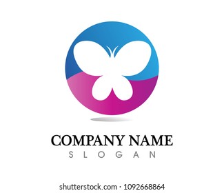 Vector - Butterfly conceptual simple, colorful icon. Logo. Vector illustration
