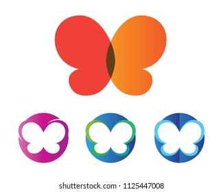 Vector - Butterfly conceptual simple, colorful icon. Logo. Vector illustration

