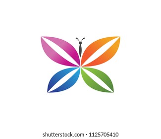 Vector - Butterfly conceptual simple, colorful icon. Logo. Vector illustration