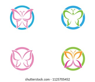 Vector - Butterfly conceptual simple, colorful icon. Logo. Vector illustration