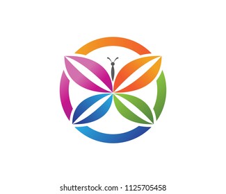 Vector - Butterfly conceptual simple, colorful icon. Logo. Vector illustration