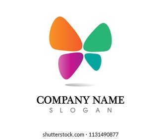 Vector - Butterfly conceptual simple, colorful icon. Logo. Vector illustration
