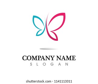 Vector - Butterfly conceptual simple, colorful icon. Logo. Vector illustration
