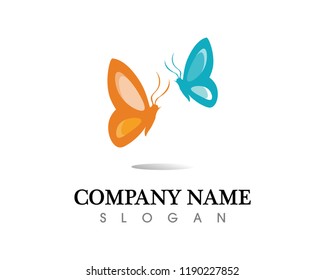 Vector - Butterfly conceptual simple, colorful icon. Logo. Vector illustration
