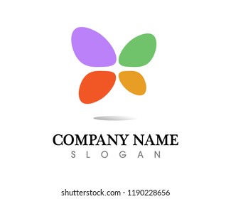 Vector - Butterfly conceptual simple, colorful icon. Logo. Vector illustration
