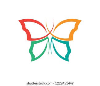 Vector - Butterfly conceptual simple, colorful icon. Logo. Vector illustration