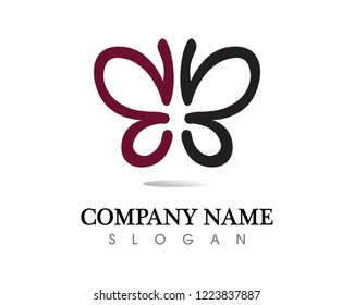 Vector - Butterfly conceptual simple, colorful icon. Logo. Vector illustration
