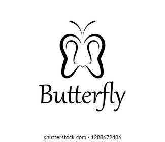 Vector - Butterfly conceptual simple, colorful icon. Logo. Vector illustration