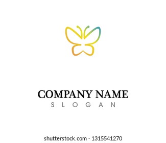 Vector - Butterfly conceptual simple, colorful icon. Logo. Vector illustration
