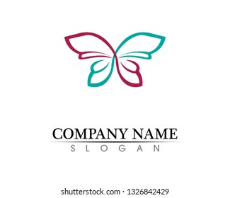 Vector - Butterfly conceptual simple, colorful icon. Logo. Vector illustration
