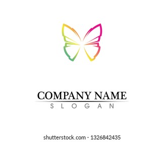 Vector - Butterfly conceptual simple, colorful icon. Logo. Vector illustration
