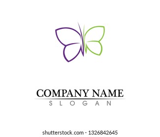 Vector - Butterfly conceptual simple, colorful icon. Logo. Vector illustration
