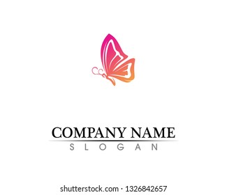 Vector - Butterfly conceptual simple, colorful icon. Logo. Vector illustration
