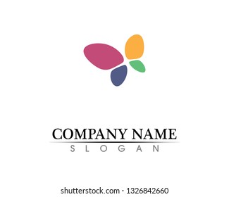 Vector - Butterfly conceptual simple, colorful icon. Logo. Vector illustration
