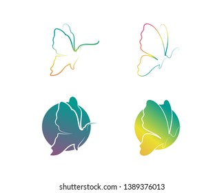 Vector - Butterfly conceptual simple, colorful icon. Logo. Vector illustration
