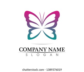 Vector - Butterfly conceptual simple, colorful icon. Logo. Vector illustration
