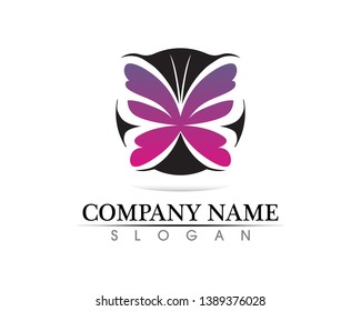 Vector - Butterfly conceptual simple, colorful icon. Logo. Vector illustration