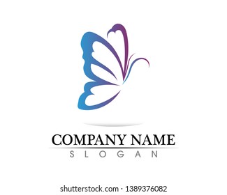 Vector - Butterfly conceptual simple, colorful icon. Logo. Vector illustration
