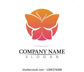 Vector - Butterfly conceptual simple, colorful icon. Logo. Vector illustration
