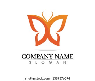 Vector - Butterfly conceptual simple, colorful icon. Logo. Vector illustration
