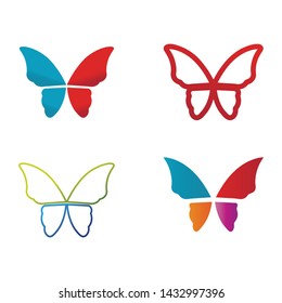 Vector - Butterfly conceptual simple, colorful icon. Logo. Vector illustration
