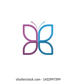 Vector - Butterfly conceptual simple, colorful icon. Logo. Vector illustration
