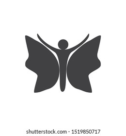 Vector - Butterfly conceptual simple, colorful icon. Logo. Vector illustration
