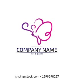 Vector Butterfly conceptual simple colorful icon Logo Vector Animal