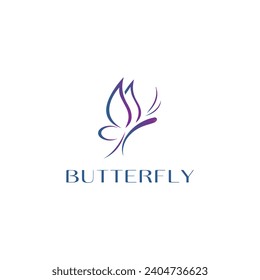 Vector - Butterfly conceptual simple icon. Logo. Vector illustration