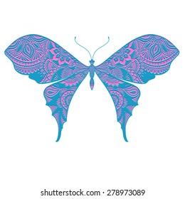 vector butterfly. detailed drawing with beautiful ornaments.
