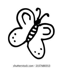 Vector butterfly doodle, hand-drawn butterfly in children's cartoon style