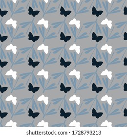 Vector Butterfly and Dragonfly Silhouette Seamless Repeat Wallpaper Tile